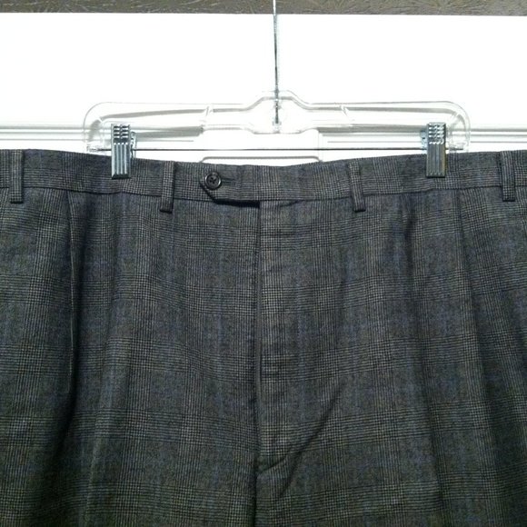 RALPH LAUREN MEN'S GRAY 100%WOOL PLEATED DRESS PANTS WITH CUFFS SIZE: 42/32